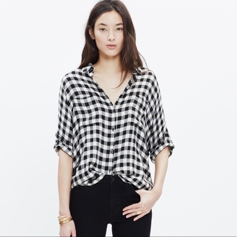Madewell Buffalo Check Button Down Shirt Size M